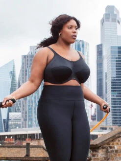 ELOMI Energise Sports Bra - Black -FREYA Shop BraForMe Elomi Lingerie Energise 8041 BLK LS