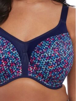 ELOMI Energise Sports Bra - Navy Geo -FREYA Shop ElomiEnergise8042NavyGeoClose