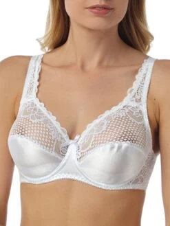 Underwired Satin Bra - White
