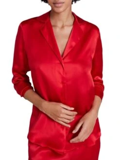 Aubade Toi Mon Amour Silk Blouse - Rouge Passion