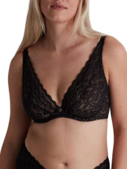 Aubade Rosessence Care Triangle Plunge Bra - Black
