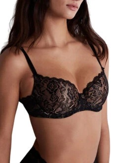 Aubade Rosessence Care Half Cup Bra - Black -FREYA Shop braforme aubade rosessence care 2KN04 BLAK s