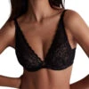 Aubade Rosessence Care High Apex Plunge Bra - Black -FREYA Shop braforme aubade rosessence care 2KN81 BLAK f