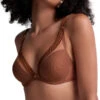 Aubade Sheer Emotion Triangle Plunge Bra - Honey