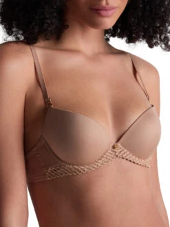 Aubade Sheer Emotion Moulded Push-Up Bra - Sand