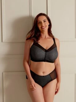 Berlei Beauty Stripe Front Fastening Bra - Black/Grey -FREYA Shop braforme berlei b547 blk ls1