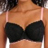 FREYA Offbeat Padded Half Cup Bra - Black -FREYA Shop braforme bra freya offbeat 5453 blk front