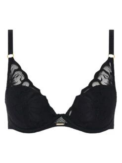 Chantelle Fleurs Plunge T-Shirt Bra - Black -FREYA Shop braforme chantelle c12m20 011 c