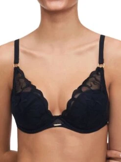 Chantelle Fleurs Plunge T-Shirt Bra - Black