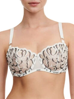 Chantelle Fleurs Half Cup Balcony Bra - Milk/Black