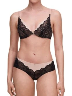 Chantelle Midnight Flowers Plunge T-Shirt Bra - Black -FREYA Shop braforme chantelle lingerie midnight flowers C12N20 011 Black Full