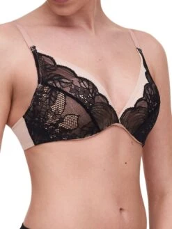 Chantelle Midnight Flowers Plunge T-Shirt Bra - Black -FREYA Shop braforme chantelle lingerie midnight flowers C12N20 011 Black S