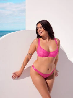 Curvy Kate All Night Lace Scooped Balcony Bra - Hot Pink/Blush -FREYA Shop braforme curvy kate all night lace CK090114 HPU 4l