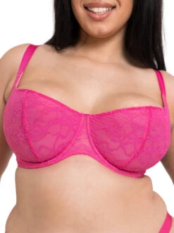 Curvy Kate All Night Lace Scooped Balcony Bra - Hot Pink/Blush