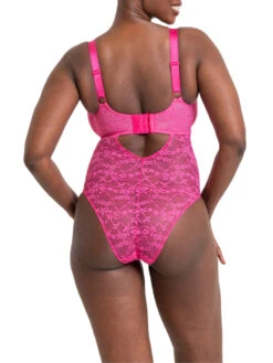 Curvy Kate All Night Lace Plunge Bodysuit - Hot Pink/Blush -FREYA Shop braforme curvy kate all night lace CK090704 HPU 2b