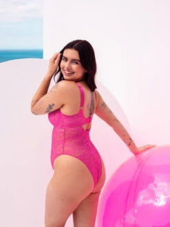 Curvy Kate All Night Lace Plunge Bodysuit - Hot Pink/Blush -FREYA Shop braforme curvy kate all night lace CK090704 HPU 2l