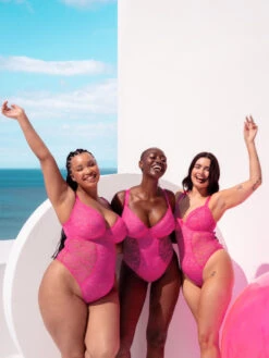 Curvy Kate All Night Lace Plunge Bodysuit - Hot Pink/Blush -FREYA Shop braforme curvy kate all night lace CK090704 HPU 3l