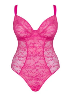 Curvy Kate All Night Lace Plunge Bodysuit - Hot Pink/Blush -FREYA Shop braforme curvy kate all night lace CK090704 HPU c