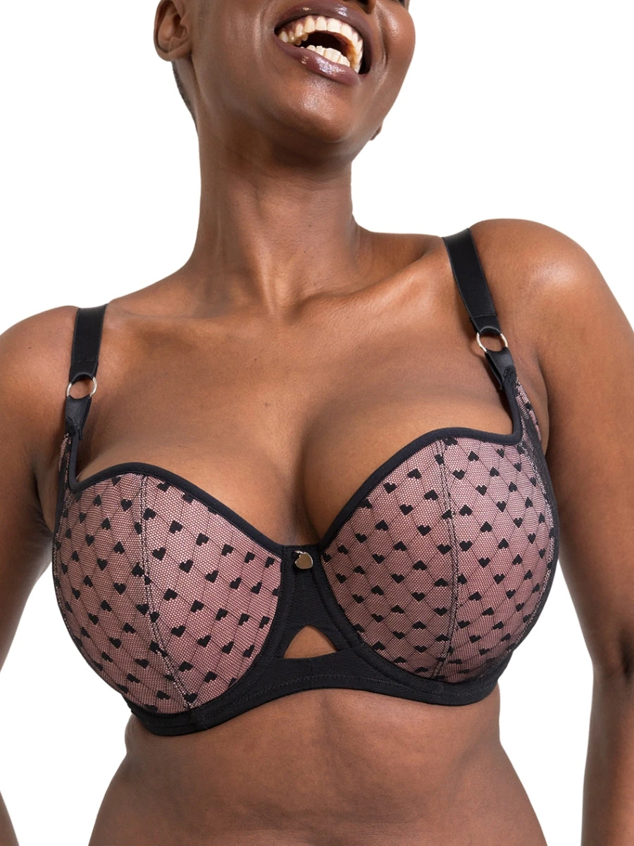 Curvy Kate Boost Heartbreaker Padded Balcony Bra - Black/Pink 3 Curvy Kate Boost Heartbreaker Padded Balcony Bra - Black/Pink