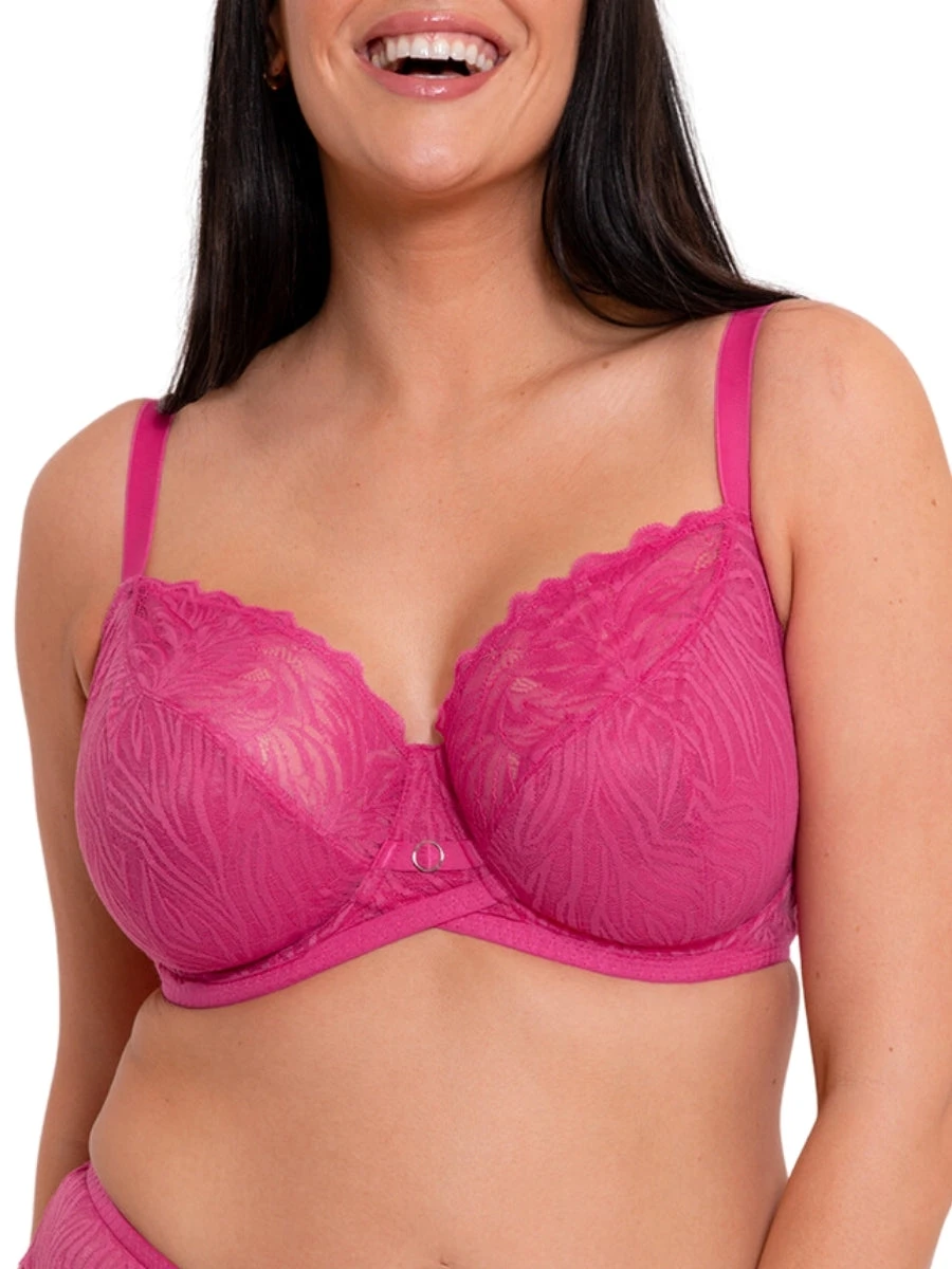 Curvy Kate Lace Daze Balcony Bra - Lipstick Pink 3 Curvy Kate Lace Daze Balcony Bra - Lipstick Pink