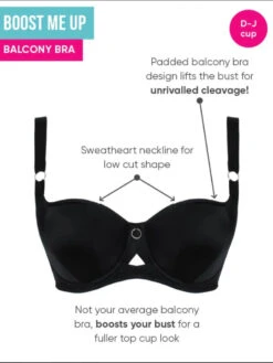 Curvy Kate Boost Me Up Balcony Bra - Black 15 Curvy Kate Boost Me Up Balcony Bra - Black -FREYA Shop braforme curvy kate lingerie boost me up bra balcony blk p