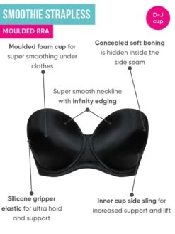 Curvy Kate Smoothie Strapless Bra - Black 20 Curvy Kate Smoothie Strapless Bra - Black -FREYA Shop braforme curvy kate lingerie smoothie strapless bra ck008109 blk details