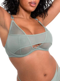 Curvy Kate Peep Show Deep Plunge Bra - Sage Green