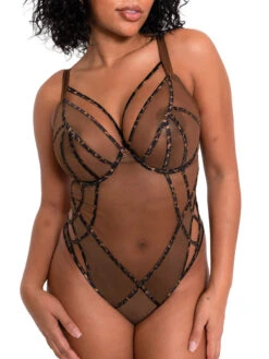 Curvy Kate Senses Plunge Bodysuit - Leopard Brown