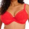 ELOMI Kendra Plunge Bra - Cherry -FREYA Shop braforme elomi lingerie kendra cherry red el301602 f