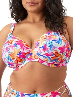 ELOMI Savaneta Plunge Bikini Top - White