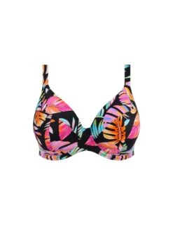 ELOMI Tropical Falls Plunge Bikini Top - Black -FREYA Shop braforme elomi swimwear es801502 multi p