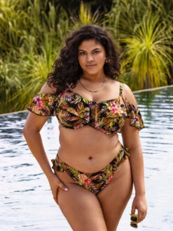 ELOMI Tiger Valley Ruffle Bikini Top - Black -FREYA Shop braforme elomi tiger valley ES802306 BLK l