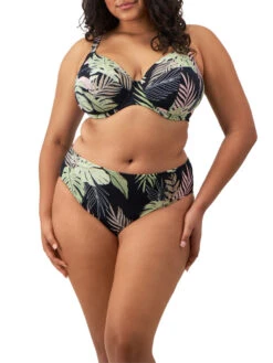 ELOMI Tropical Retreat Plunge Bikini Top - Black -FREYA Shop braforme elomi tropical retreat ES801902 BLK 2f