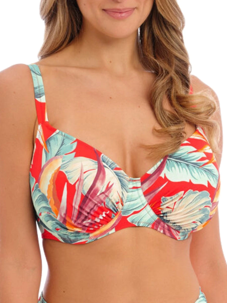 FANTASIE Bamboo Grove Gathered Full Cup Bikini Top - Hot Chilli 3 FANTASIE Bamboo Grove Gathered Full Cup Bikini Top - Hot Chilli