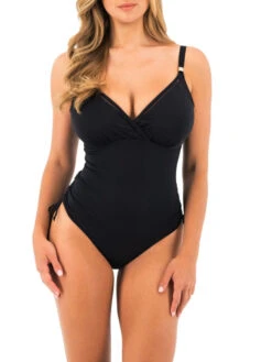 FANTASIE East Hampton Wrap Front Adjustable Leg Swimsuit - Black -FREYA Shop braforme fantasie east hampton FS502842 BLK 2f