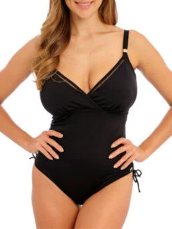 FANTASIE East Hampton Wrap Front Adjustable Leg Swimsuit - Black