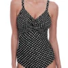 FANTASIE Santa Monica Twist Front Control Swimsuit - Black/White -FREYA Shop braforme fantasie santa monica fs6728 bli black white uw twist front suit light control swimsuit f