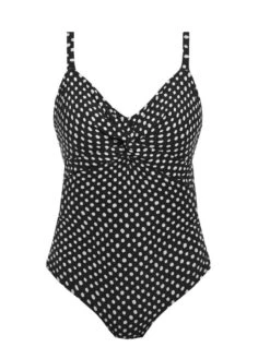 FANTASIE Santa Monica Twist Front Control Swimsuit - Black/White -FREYA Shop braforme fantasie santa monica fs6728 bli black white uw twist front suit light control swimsuit p