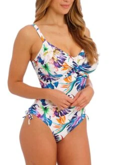 FANTASIE Paradiso Twist Front Adjustable Leg Swimsuit - Multi -FREYA Shop braforme fantasie swimwear fs501831 swimsuit multi aw23 s