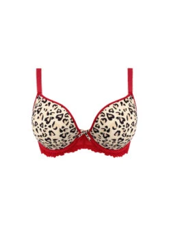 FREYA Cherish Me Moulded Plunge T-Shirt Bra - Red Leopard -FREYA Shop braforme freya cherish me AA404031 REO c
