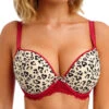 FREYA Cherish Me Moulded Plunge T-Shirt Bra - Red Leopard -FREYA Shop braforme freya cherish me AA404031 REO f