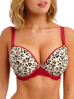 FREYA Cherish Me Moulded Plunge T-Shirt Bra - Red Leopard