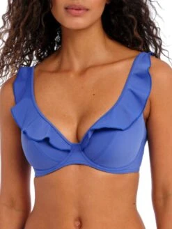 FREYA Jewel Cove High Apex Bikini Top - Plain Azure