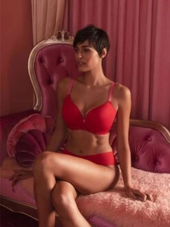 FREYA Offbeat Moulded Demi T-Shirt Bra - Chilli Red -FREYA Shop braforme freya lingerie offbeat aa5450 chilli red crd ls