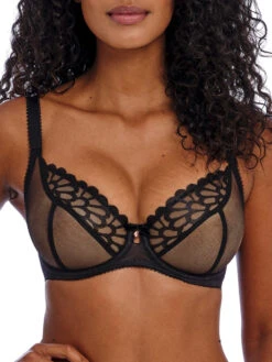 FREYA Loveland Sheer Plunge Bra - Bombshell Black