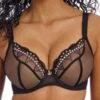 FREYA Loveland Sheer Plunge Bra - Boudoir Noir -FREYA Shop braforme freya loveland AA401002 BOR cf