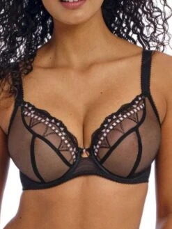 FREYA Loveland Sheer Plunge Bra - Boudoir Noir