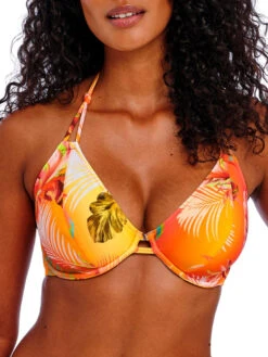 FREYA Miami Sunset Halterneck Bikini Top - Papaya