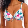 FREYA Palm Paradise Low Plunge Bikini Top - White -FREYA Shop braforme freya palm paradise AS205027 WHE f