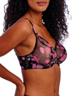 FREYA Rose Blossom Plunge Bra - Black Rose -FREYA Shop braforme freya rose blossom AA402402 BKR s